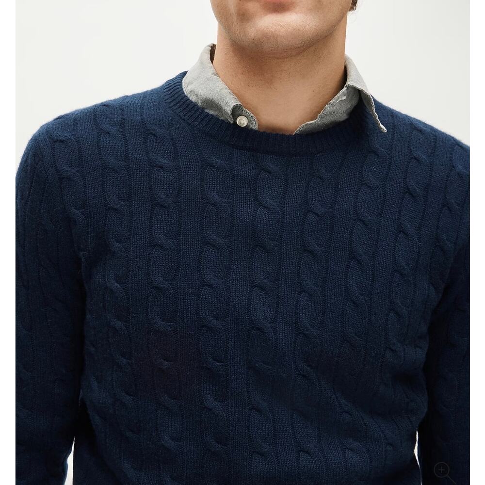 $298 New Men’s J.Crew Cashmere cable-knit sweater - Medium - Navy - Picture 4 of 8